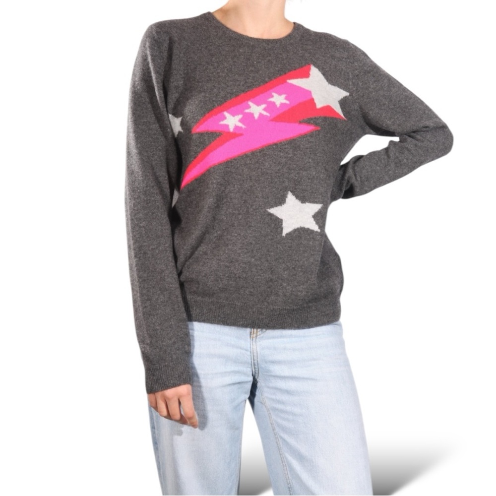 Gray Star & Pink Lightning Women's Crewneck Sweater